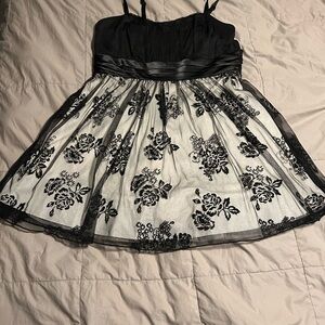 TRIXXI  Black and White Floral Tulle Party Dress